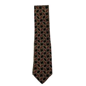 Vintage Bert Pulitzer 100% Silk Men's Necktie- Green/Brown/Red Paisley Print